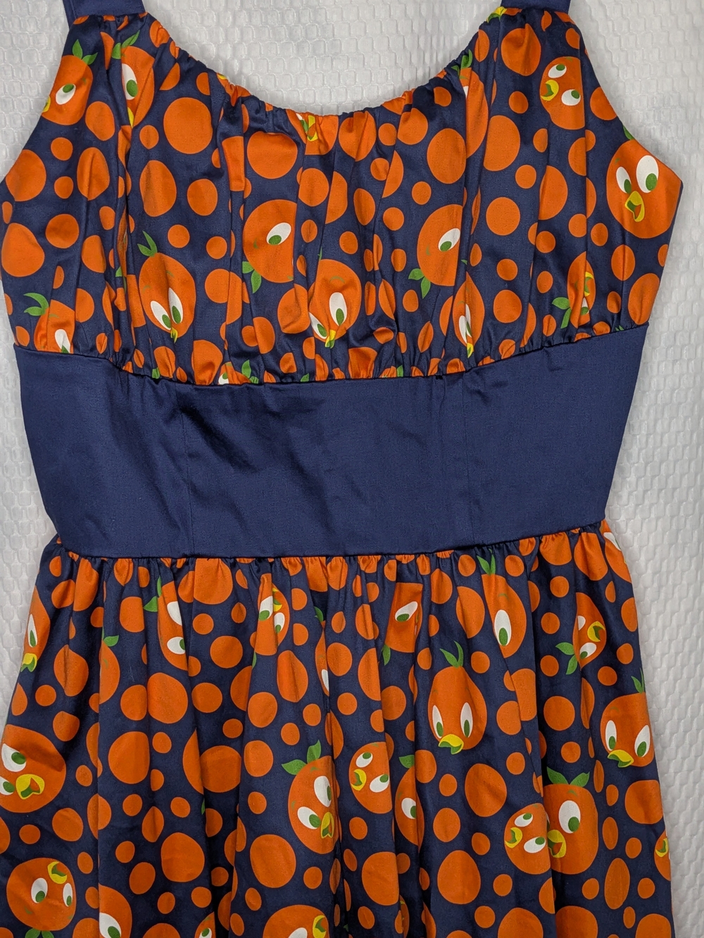 Disney Parks Orange Bird Polka Dot Sun Dress Navy Blue Women Large NWT Retro - Picture 2 of 12